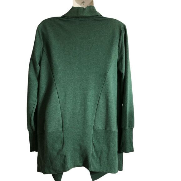 H by Halston shrug‎ cardigan Size XS green open front pockets longline career - Picture 3 of 5